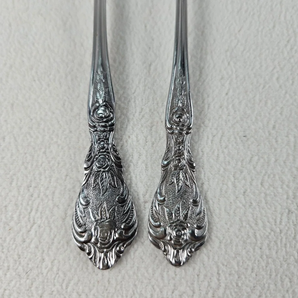 Vintage Rose Stainless Merchandice Service Flatware Set Dessert Spoon Fork Japan